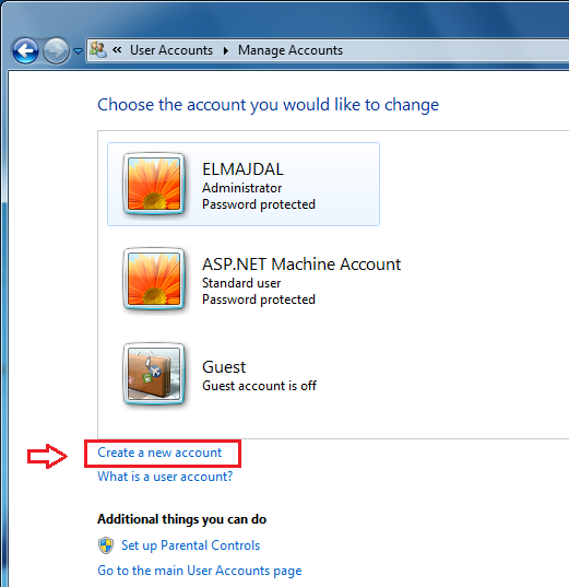 Creating a New User Account in Windows 7 - ElMajdal.net